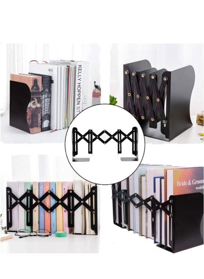 Adjustable Sturdy Bookends, Heavy Duty Metal Book Ends, Nonslip Book Stander for Office, School, Stationery Gift, Extends up to 19 inches (Black) - Image 3