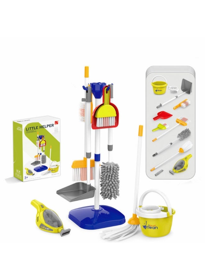 Kids Cleaning play Set 10PCS, Includes 24 parts splicing,mini dust collector,brooms, and mop，bucket and More, Cleaning Toys Set，Pretend Play Housekeeping Kit for Toddlers - Image 1
