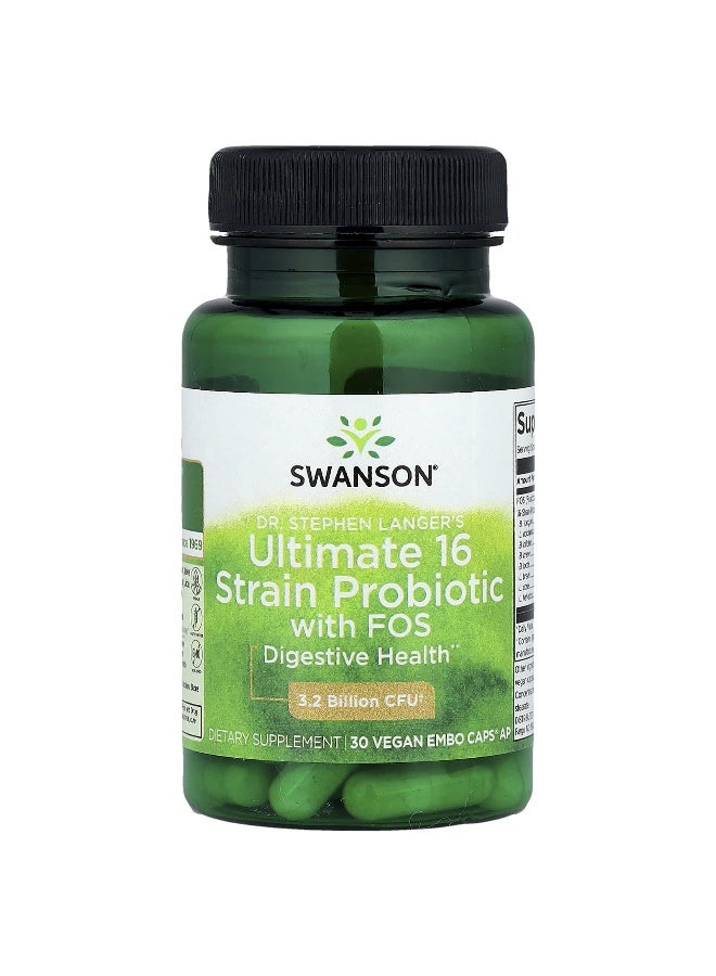 SWANSON Swanson, Dr. Stephen Langer's Ultimate 16 Strain Probiotic with FOS, 30 Vegan EMBO Caps® AP  - Image 1