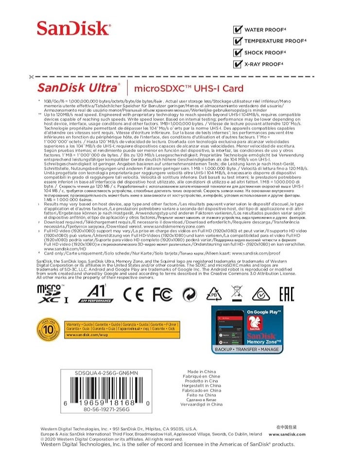 sandisk Ultra UHS I 256GB MicroSD Card 150MB/s R, For Smartphones, 10 Y Warranty - Image 4