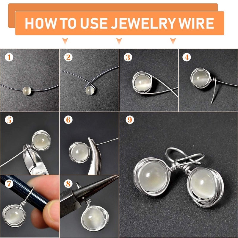 anezus سلك مجوهرات 22 قياس، سلك حرفة أنيزوس مقاوم للتآكل من النحاس لصنع المجوهرات واللوازم الحرفية (فضي، 49 ياردة/45 متر) - Image 5