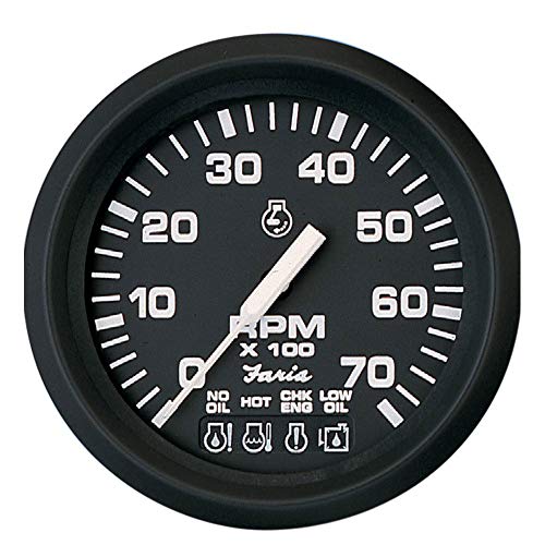 Faria Euro Black 4 Tachometer w/Systemcheck Indicator - 7,000 RPM (Gas - Johnson/Evinrude Outboard) - Image 1