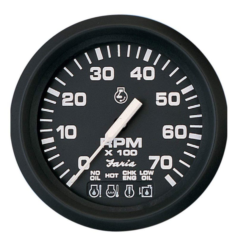 Faria Euro Black 4 Tachometer w/Systemcheck Indicator - 7,000 RPM (Gas - Johnson/Evinrude Outboard) - Image 4