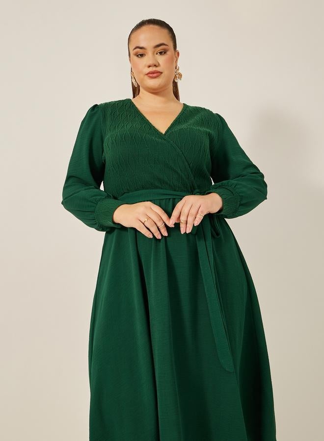 Shirred Bodice Midi Dress