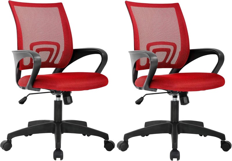 BestOffice Home Office Chair Ergonomic Desk Chair Mesh Comfortable Computer Chair with Lumbar Support Armrest Executive Rolling Swivel Adjustable Mid Back Task Chair,Red - Image 1