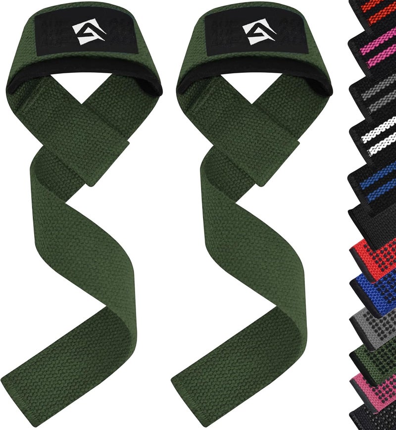AQF Lifting Wrist Straps for Weightlifting, Powerlifting & Deadlifts – 23” Neoprene Padded Cotton Straps for Strength Training & Gym Workouts - Maximum Grip Support for Men & Women - Image 1