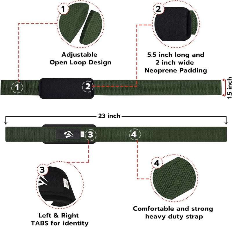 AQF Lifting Wrist Straps for Weightlifting, Powerlifting & Deadlifts – 23” Neoprene Padded Cotton Straps for Strength Training & Gym Workouts - Maximum Grip Support for Men & Women - Image 3