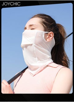 Joychic Summer Ice Silk Sunscreen Mask Women Golf Outdoor Anti-Mosquito Breathable Veil Anti-UV Protection Facemask White  - Image 2