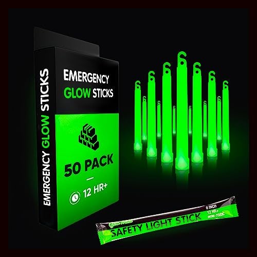 Glow Mind عصي توهج Glow Mind 50 من الدرجة الصناعية، 6 بوصة عصي ضوء طارئ فائقة السطوع مع مدة تصل إلى +12 ساعة (أخضر) - Image 1