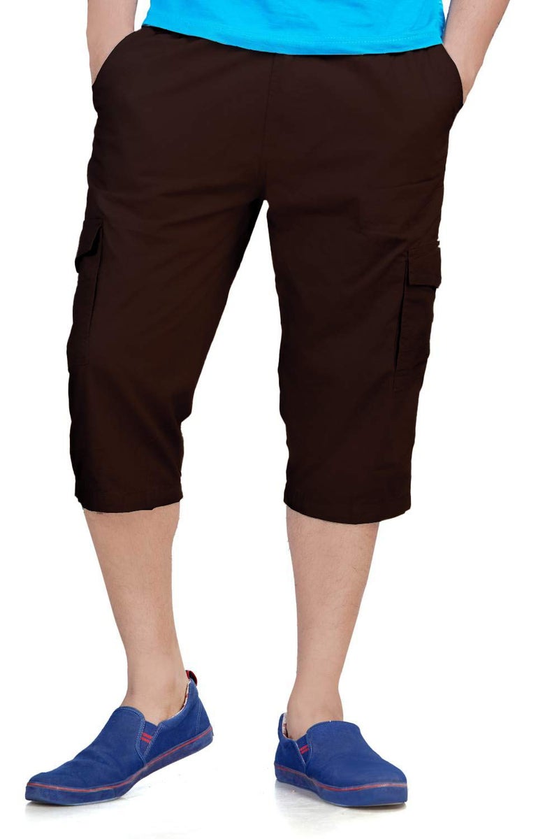 0-DEGREE Men's Regular Fit Three Quarter Shorts Brown 32 Inch Waist - Image 1