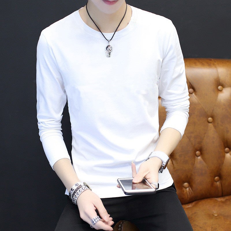 Solid Color Mens Long-Sleeved No-Iron Business Formal Fit Korean Style White Casual Versatile Professional Work Student Shirt Pure white long sleeves 