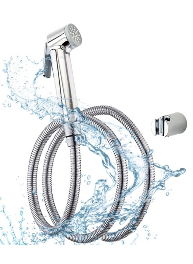 Generic Stainless Steel Handheld Bidet Sprayer for Toilet Cloth Bathroom Diaper Self Cleaning Shattaf Set with adjustable water Pressure Control  - Image 1