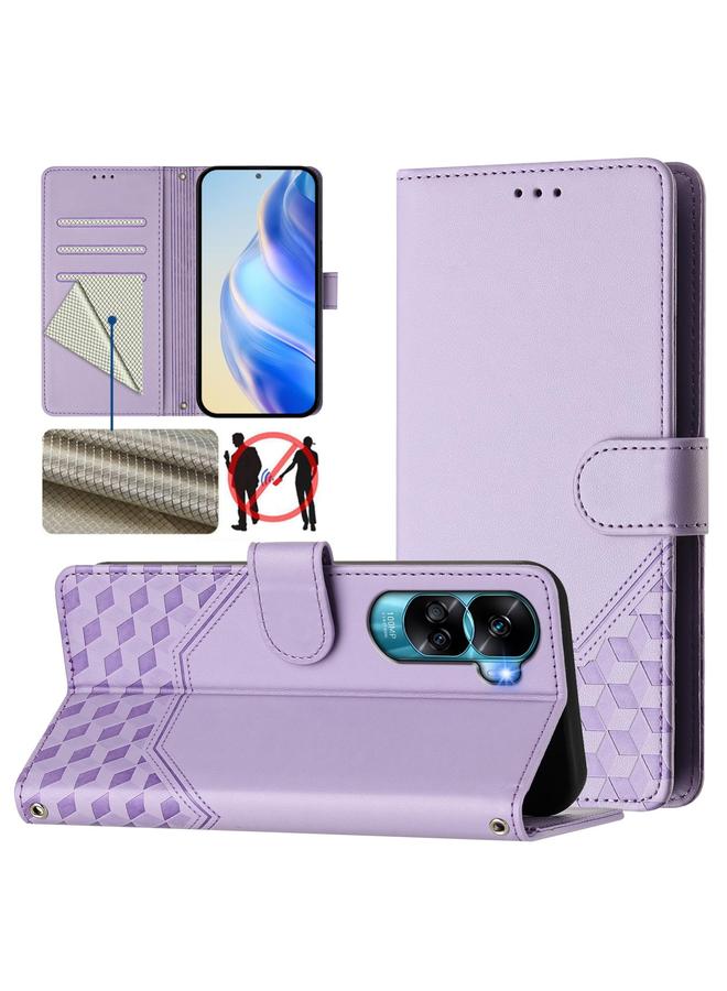erorex Case For Honor 90 Lite 5G / X50i 5G Honeycomb Embossing RFID Leather Phone Case - Image 1