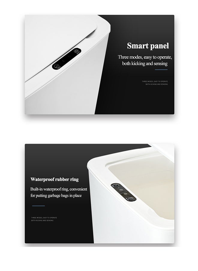 14L Touch Free Trash Can With Lid White - Image 4