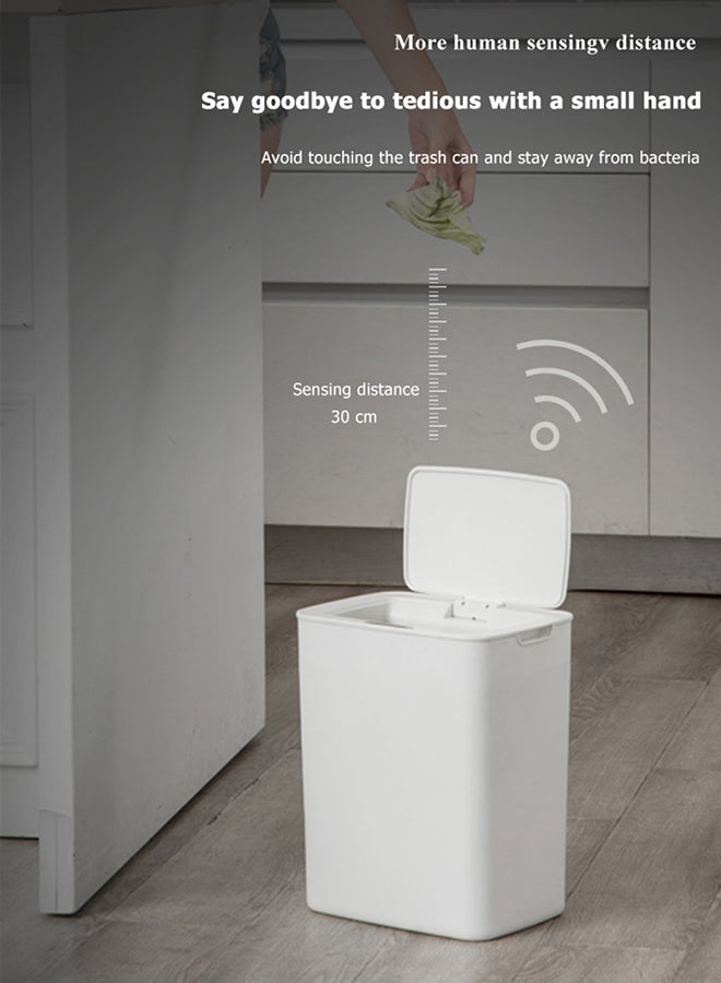 14L Touch Free Trash Can With Lid White - Image 1