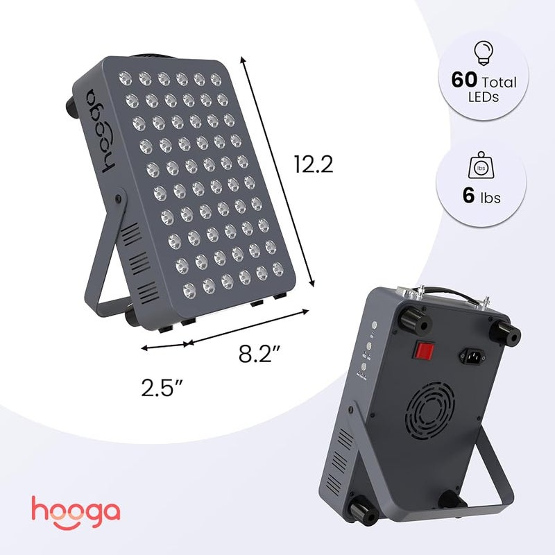 هوغا هووجا لوحة اضاءة LED بالاشعة تحت الحمراء والقريبة HG300 مع مؤقت وحامل، 60 مصباح LED عالي الكفاءة، طول موجي مزدوج 660 نانومتر و850 نانومتر - Image 3