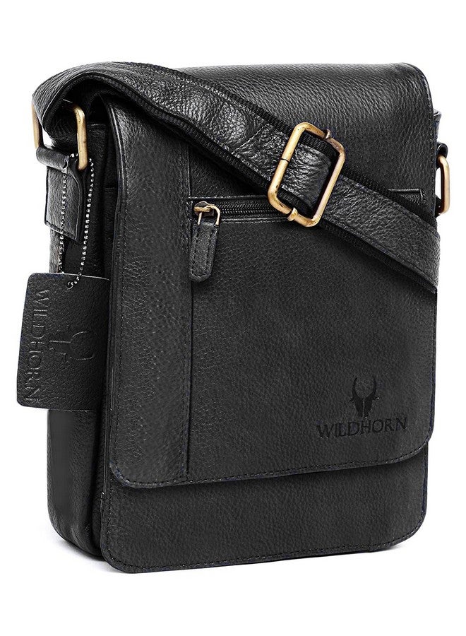 WildHorn Leather Sling Messenger Bag for Men I Multipurpose Crossbody Bag I Travel Bag with Adjustable Strap I IDIMENSION: L- 8 inch H- 10.5 inch W- 2.75 inch - Image 1