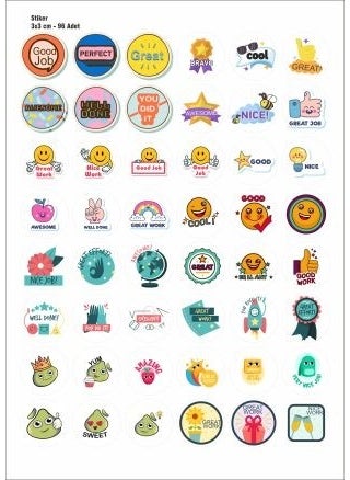 HSN English Congratulations Success Label 96 Pieces 3x3 cm 