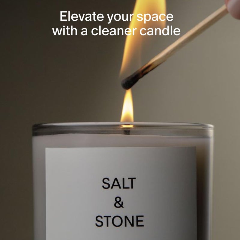 Salt & Stone Scented Candle for Women & Men | Coconut & Soy Blend Wax | Hand-Poured, Aromatic & Fragrant | 100% Cotton Wick | Long-Lasting 50 Hour Burn Time | Santal & Vetiver 8.5 oz - Image 2