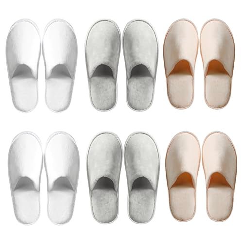 OSTADARRA 6 Pairs Spa Slippers Non Slip Disposable Slippers For Guest Washable Reusable Which Can Be Used As Women Men House Indoor Bathroom Bedroom Hotel Bride Slippers - Image 1