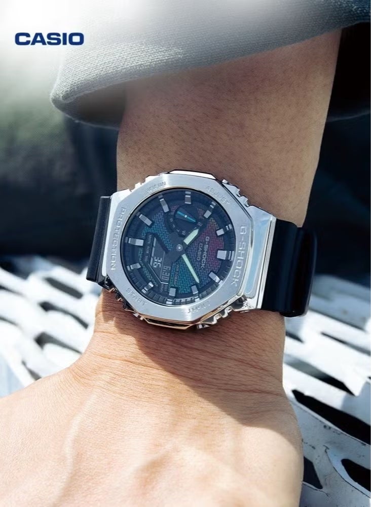 Casio G Shock Watch For Men Rainbow Brick Wall GM-2100RW-1A Analog-Digital Octagonal Wrist Watch - Image 4