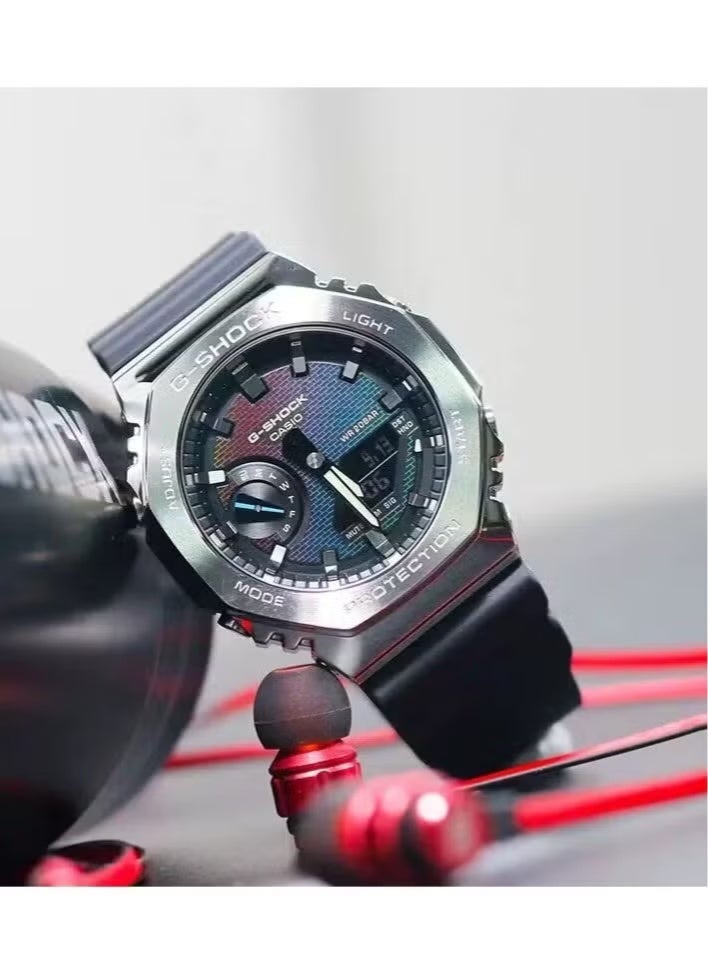 Casio G Shock Watch For Men Rainbow Brick Wall GM-2100RW-1A Analog-Digital Octagonal Wrist Watch - Image 2