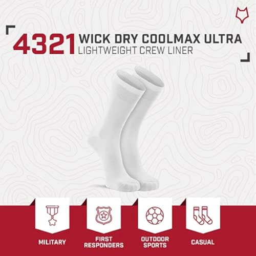 Fox River Wick Dry Crew Liner Sock, CoolMax Thin Fabric for Comfort, Breathable, Moisture Wicking, Performance Boot Socks, White, Small - Image 5