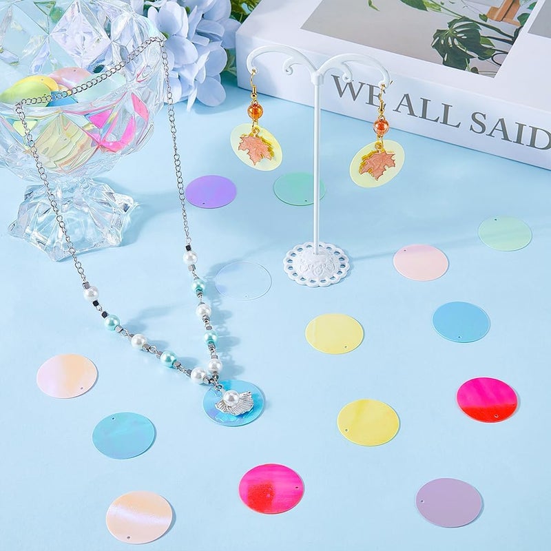 SUNNYCLUE 200Pcs 10 Colors Flat Sequin Paillettes Round Loose Sequins Assorted AB Colorful Plastic PVC Iridescent Applique Art Glitters Hole Sequins for Sewing Craft DIY Embroidery Ornaments Supplies - Image 4