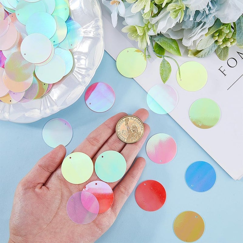 SUNNYCLUE 200Pcs 10 Colors Flat Sequin Paillettes Round Loose Sequins Assorted AB Colorful Plastic PVC Iridescent Applique Art Glitters Hole Sequins for Sewing Craft DIY Embroidery Ornaments Supplies - Image 3