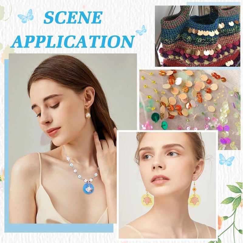 SUNNYCLUE 200Pcs 10 Colors Flat Sequin Paillettes Round Loose Sequins Assorted AB Colorful Plastic PVC Iridescent Applique Art Glitters Hole Sequins for Sewing Craft DIY Embroidery Ornaments Supplies - Image 5