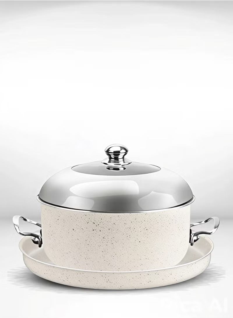 extra home Granite Maqluba Pot with Tray and Lid – 3 Pieces, Perfect for Cooking and Serving - Image 1