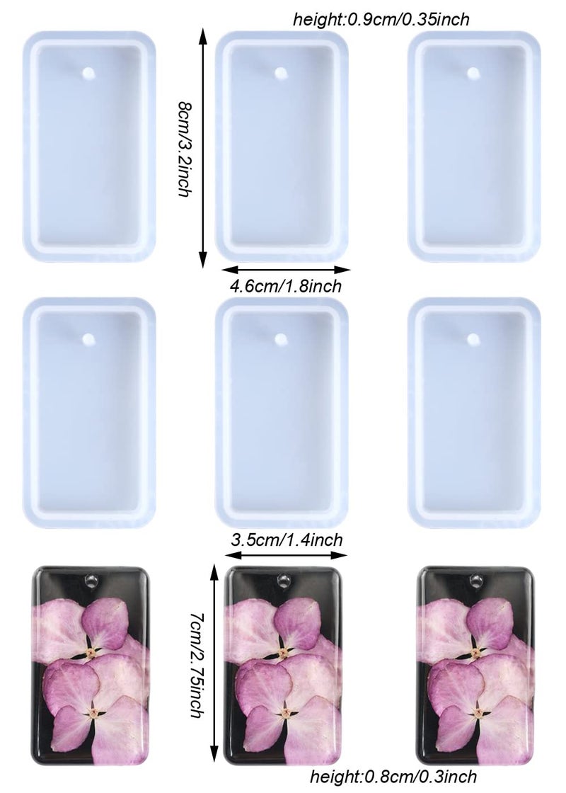 Weenkeey 6 Pcs Rectangle Keychain Silicone Mold Rectangle Keychain Charms Epoxy Resin Mold Rectangle Tag Resin Casting Molds For Diy Crafts Jewelry Pendant - Image 5