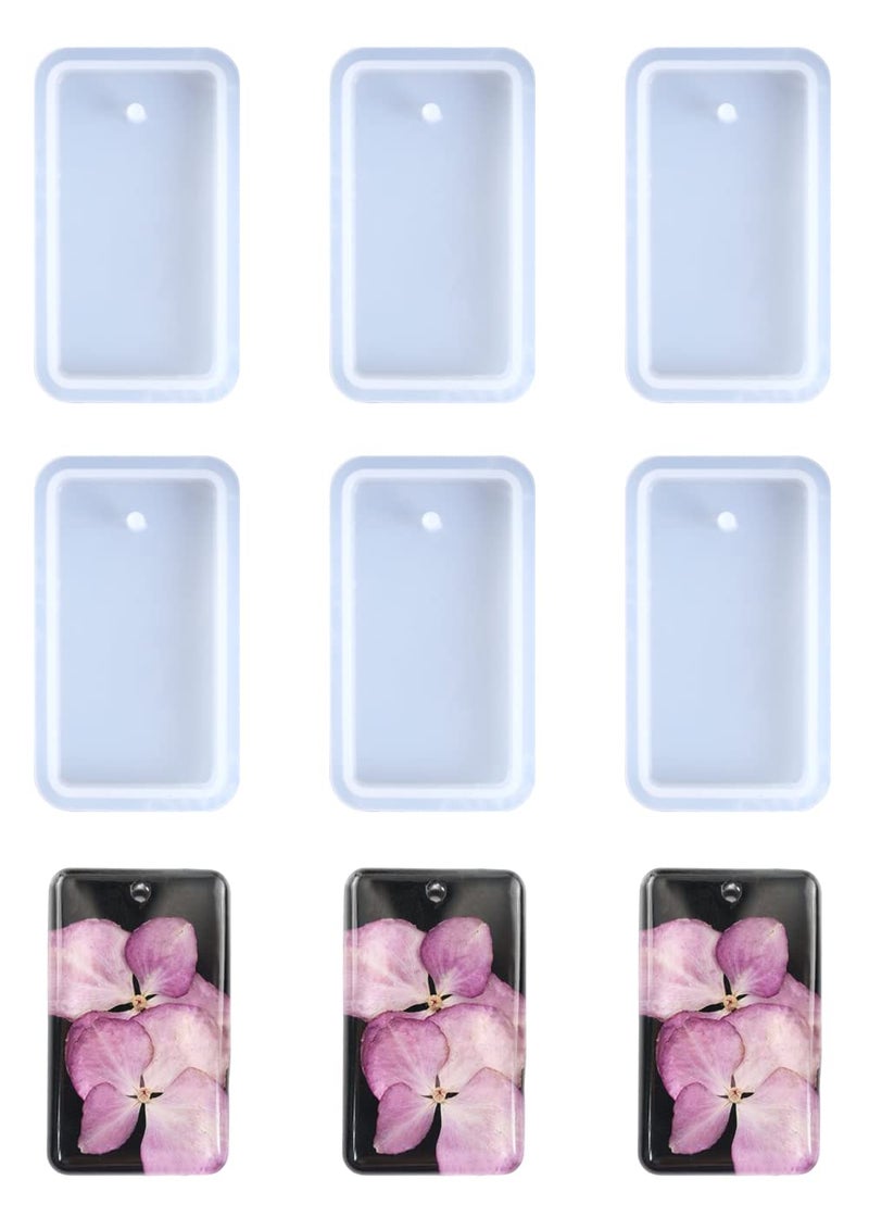 Weenkeey 6 Pcs Rectangle Keychain Silicone Mold Rectangle Keychain Charms Epoxy Resin Mold Rectangle Tag Resin Casting Molds For Diy Crafts Jewelry Pendant - Image 1