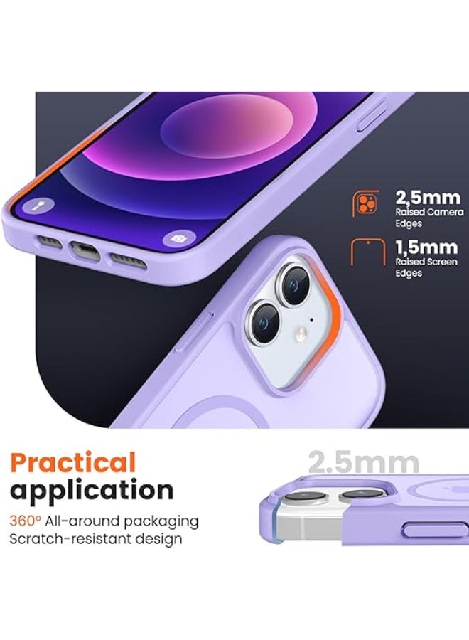 جراب هاتف مغناطيسي لهاتف iPhone 12 / 12 pro، [متوافق مع Magsafe] تصميم نحيف غير لامع مقاوم للصدمات والصدمات والحماية من السقوط للفتيات والنساء والأولاد والرجال لهاتف iPhone 12 / 12 pro (أرجواني فاتح) - Image 3