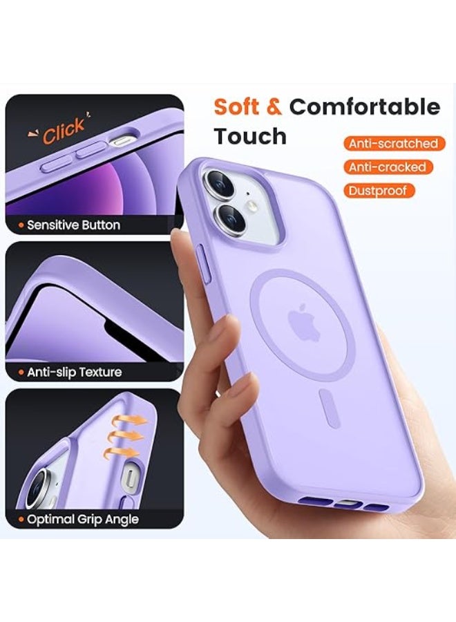 جراب هاتف مغناطيسي لهاتف iPhone 12 / 12 pro، [متوافق مع Magsafe] تصميم نحيف غير لامع مقاوم للصدمات والصدمات والحماية من السقوط للفتيات والنساء والأولاد والرجال لهاتف iPhone 12 / 12 pro (أرجواني فاتح) - Image 5