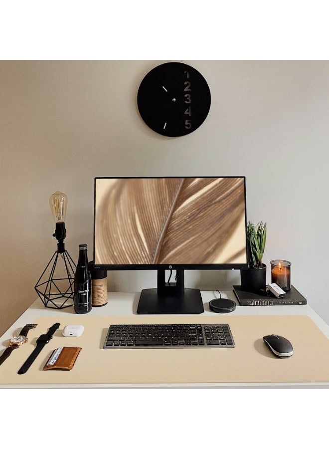 Leather Desk Pad, Mouse Pad, Non-Slip Desk Protector Mat, 31.5x15.7 Inches, Beige - Image 2
