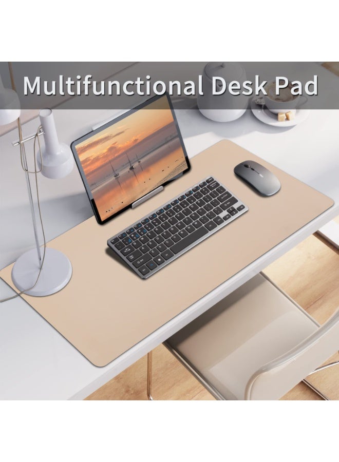 Leather Desk Pad, Mouse Pad, Non-Slip Desk Protector Mat, 31.5x15.7 Inches, Beige - Image 3