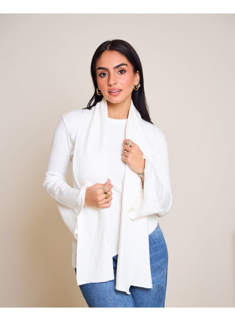 Dresscode Scarved Knitted White Top - Image 5