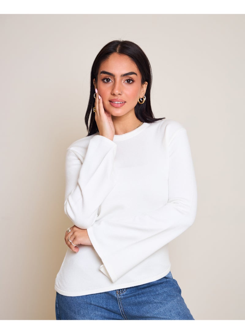 Dresscode Scarved Knitted White Top - Image 4
