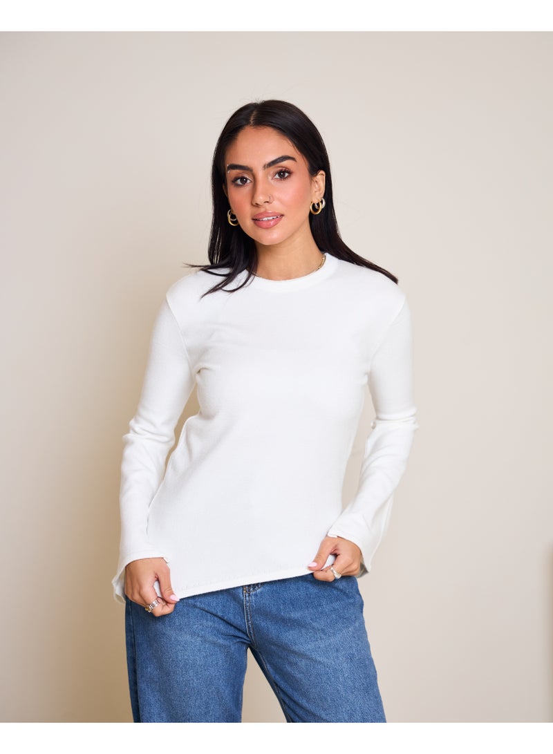 Dresscode Scarved Knitted White Top - Image 2