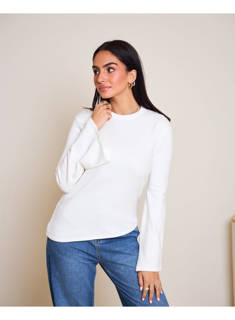 Dresscode Scarved Knitted White Top - Image 3