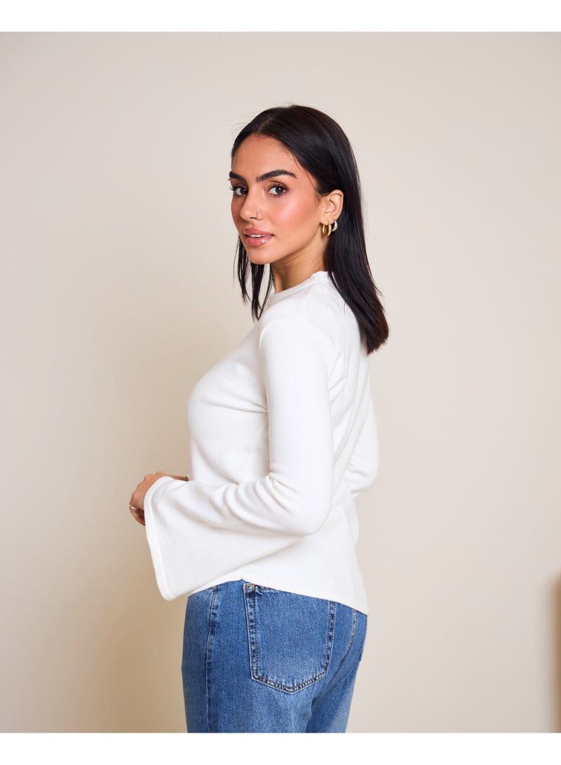 Dresscode Scarved Knitted White Top - Image 1