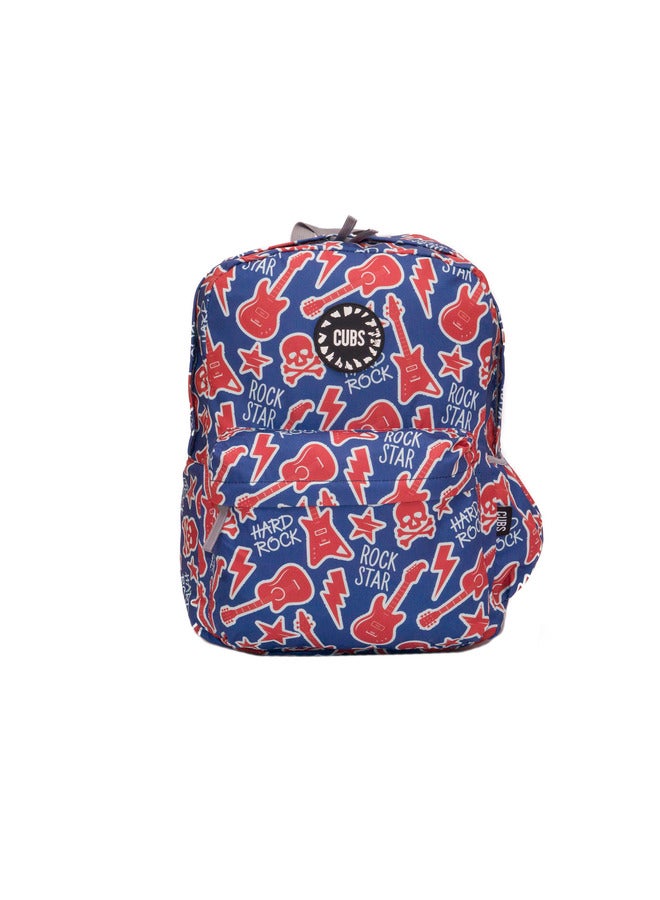 CUBS Guitar Print Waterproof Kids 28L Backpack With Zip Closure Ideal For 6-12 Years Age Group Compatible With 15 Inch Laptop - Image 1