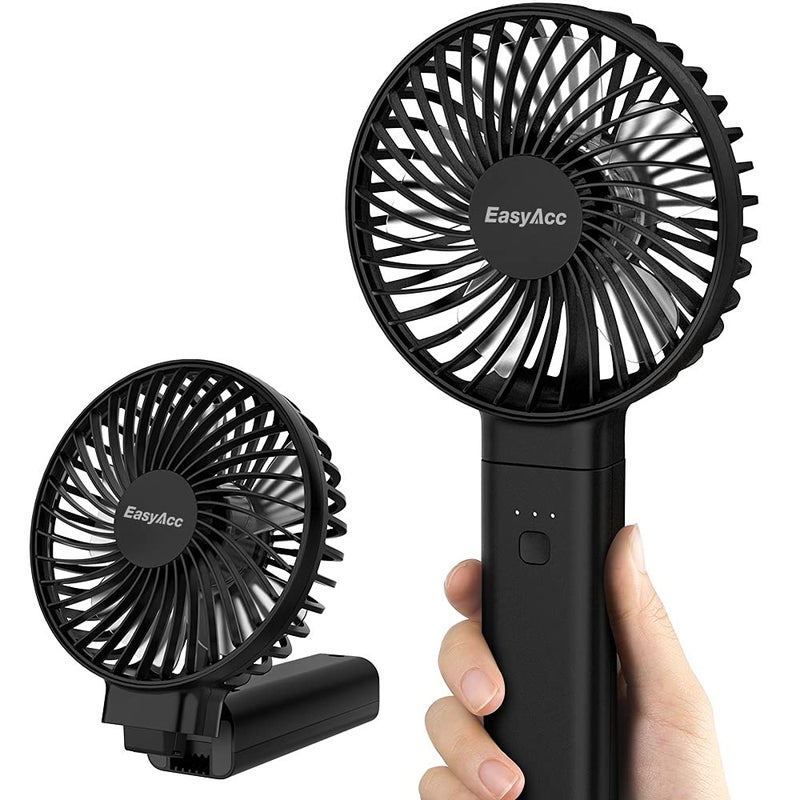 EasyAcc Portable Personal Fan  Silent Powerful Fan with 4 Speeds USBC Rechargeable BatteryUltra Quiet Washable Guard FoldablePortable Cooling for Travel Outdoor Ideal Gift for Men Women