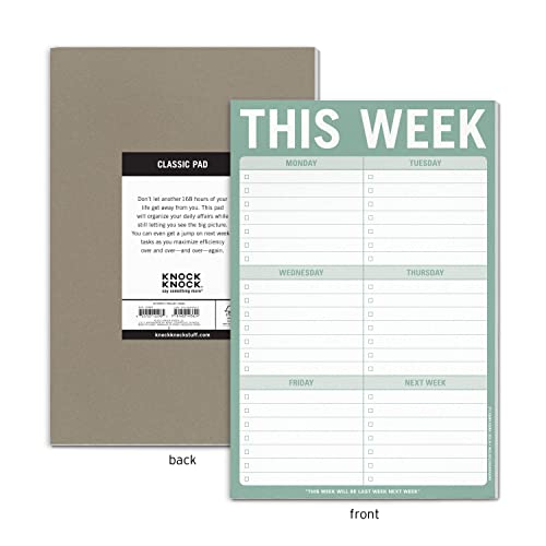 Knock Knock 1-Count Knock Knock This Week Pads, To Do List Notepads, 6 x 9-inches each (Sage Green) - Image 2