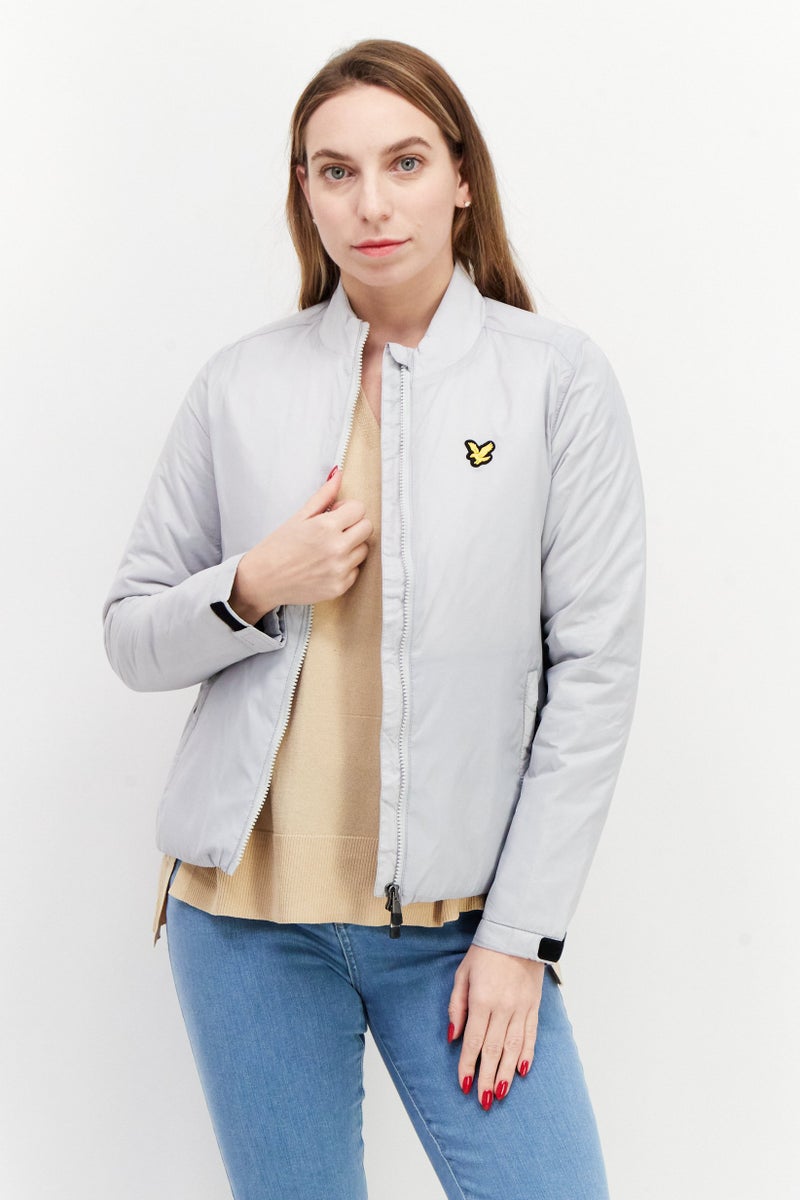 Lyle & Scott Women Brand Logo Bomber Jacket, Grey  - Image 1