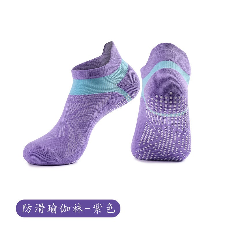 Generic Strap Yoga Socks Non-slip Professional Womens Medium Pilates Socks Short Towel Bottom Fitness Sports Floor Socks X81 purple "professional yoga socks" towel bottom