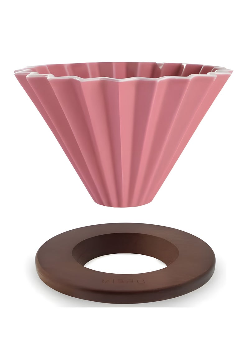 BIG MAX Ceramic Coffee Dripper, Distilled Coffee, V60 Funnel Tools, Origami Style Cone Coffee Filter Cup (1 to 2 Cups), Pink - Image 1