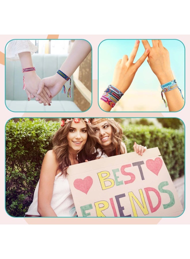 NajmStyle Woven Friendship Bracelets Pack of 12, Handmade Adjustable Bracelets with Sliding Knot Closure for Kids, Girls, Teens & Women, Colorful Bulk Set - Image 4
