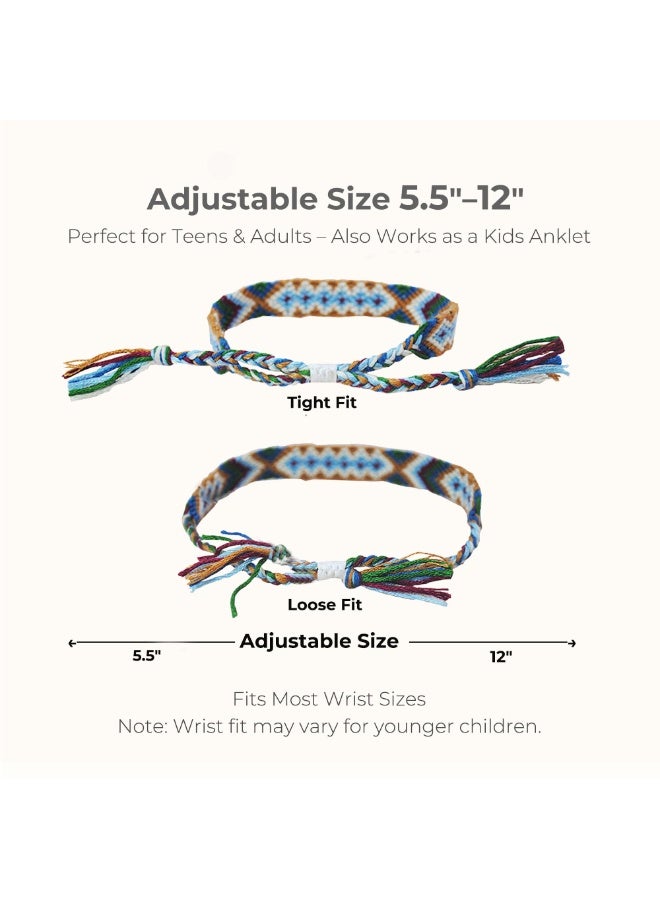 NajmStyle Woven Friendship Bracelets Pack of 12, Handmade Adjustable Bracelets with Sliding Knot Closure for Kids, Girls, Teens & Women, Colorful Bulk Set - Image 3